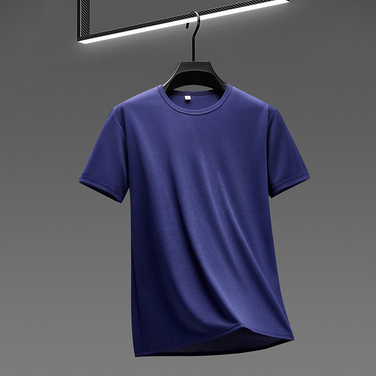 アイスシルク夏の新作シームレスメンズクルーネックTシャツ