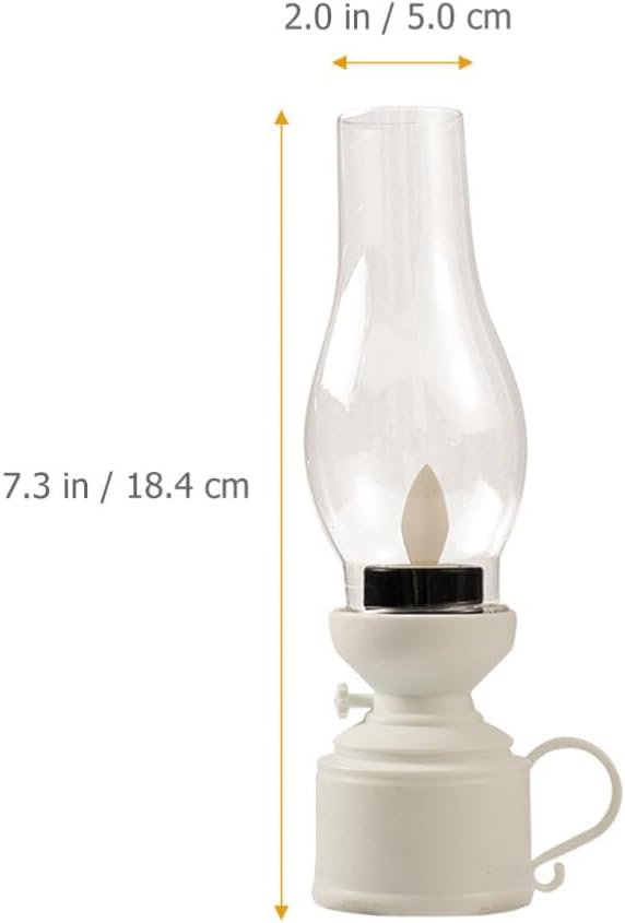 램프 빈티지 불꽃없는 테이블 램프 LED 등유 램프 투명 허리케인 램프 배터리 구동 침실 거실 침대 옆 탁자 흰색