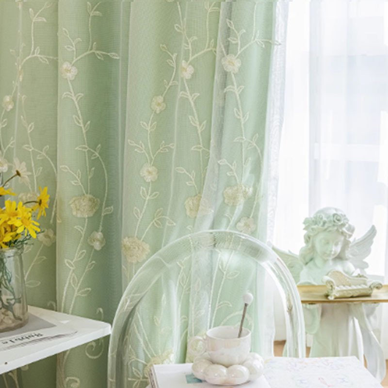 簡欧カーテン二重帯紗全遮光断熱日焼け防止