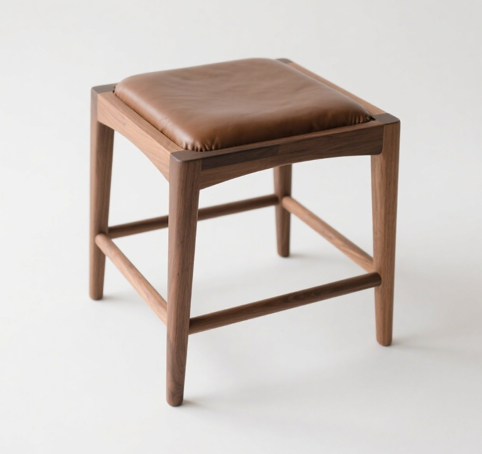 家庭用の木製スツール、皮張りのスツールは家庭でのオフィス使用に適しています。