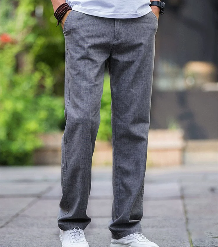루즈핏 얇은 남성 면 린넨 캐주얼 팬츠