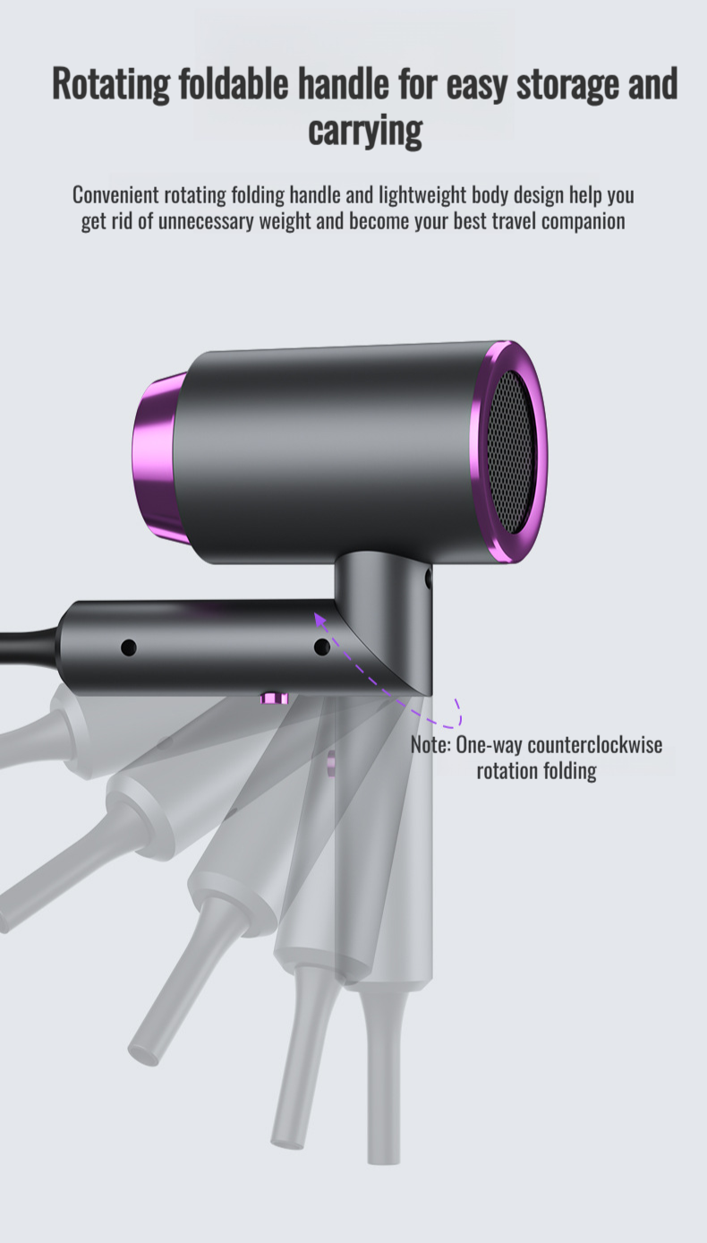 Home appliances electric hair dryer folding blue light hot and cold wind hair dryer