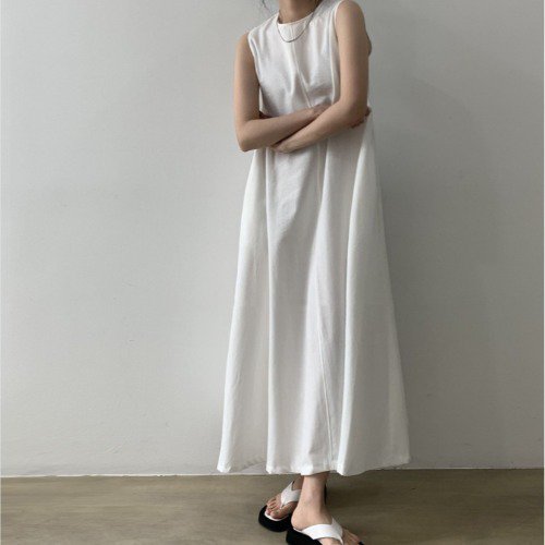 프랑스 스타일 A라인 미니멀 루즈핏 롱 원피스