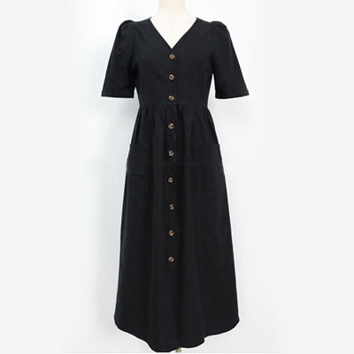 シャツワンピース  無地 半袖 マキシワンピ リネン Vネック aライン きれいめ カジュアル