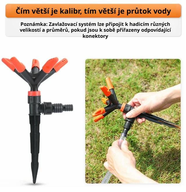 Zahradní postřikovač při zavlažování zahrady