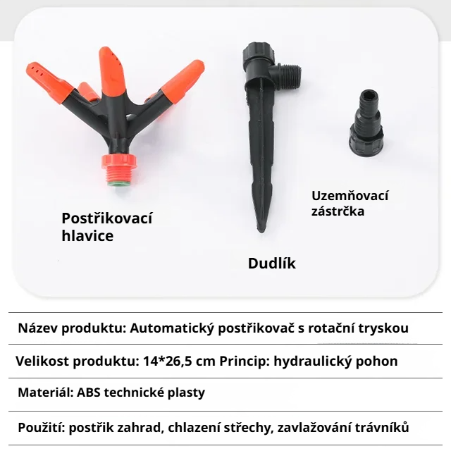 Automatický postřikovač s rotující tryskou