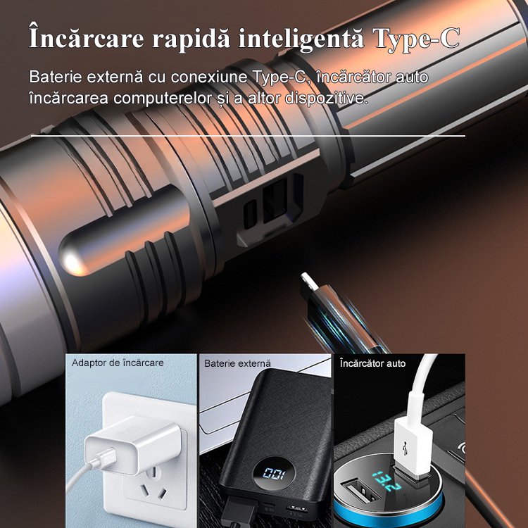 [Tun supraconductor laser] Lanternă cu laser alb cu zoom telescopic