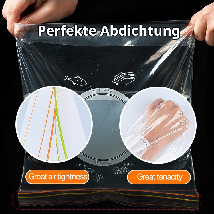 Lebensmittel-Doppelreißverschluss-Frischhaltebeutel, versiegelte Aufbewahrungsbeutel