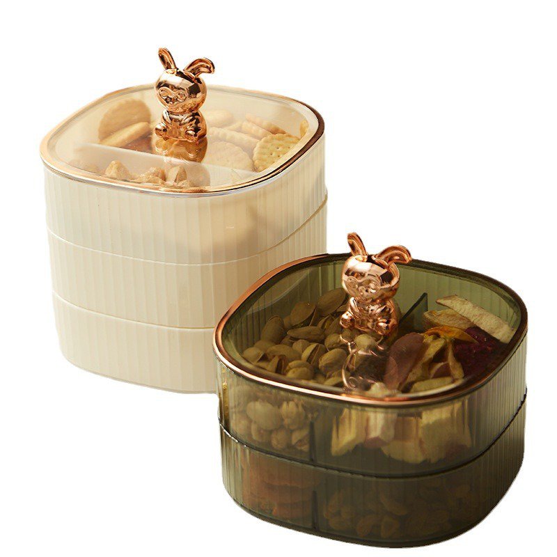リビングルーム ライト ラグジュアリー コンパートメント オーガナイザー マルチレイヤードライフルーツプレートキャンディボックス クリームゴールデンラビットコーヒーテーブルオーガナイザー