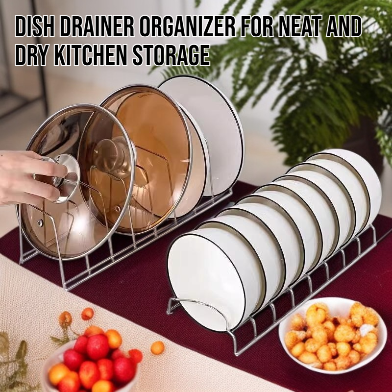 Spacious stainless steel dish rack with utensil holder