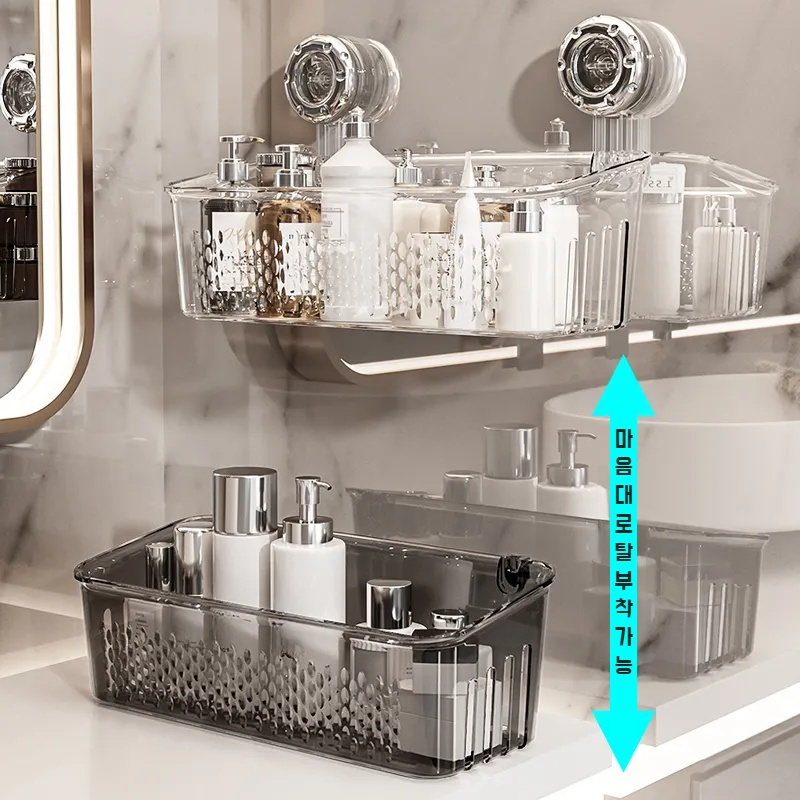 화장실 펀치프리 벽걸이 선반 손세정대 다용도 빨판 수납선반 화장품 수납선반 선반 화장실 수납선반
