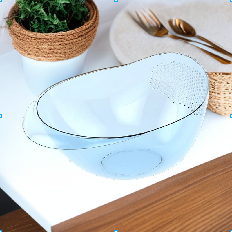 プラスチック製のキッチン米洗い道具米洗いふるい米洗い桶水切りかご家庭用ハンドル付き野菜と果物洗い桶