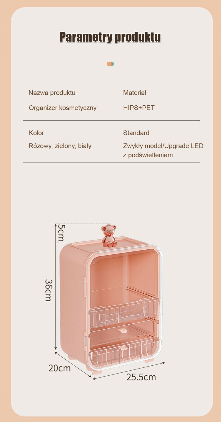 Nowoczesne pudełko do organizacji kosmetyków