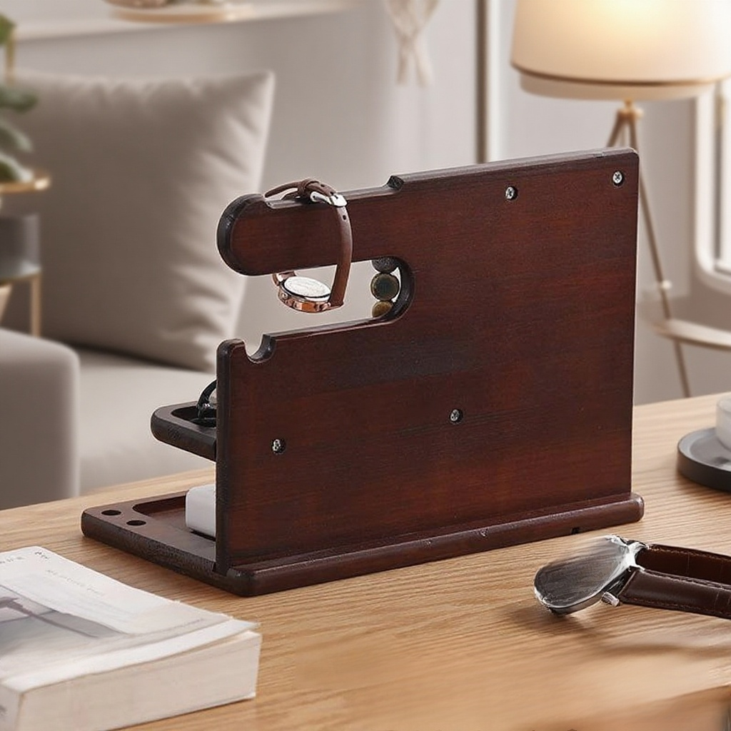 Modern fa irodai rendező telefontartóval