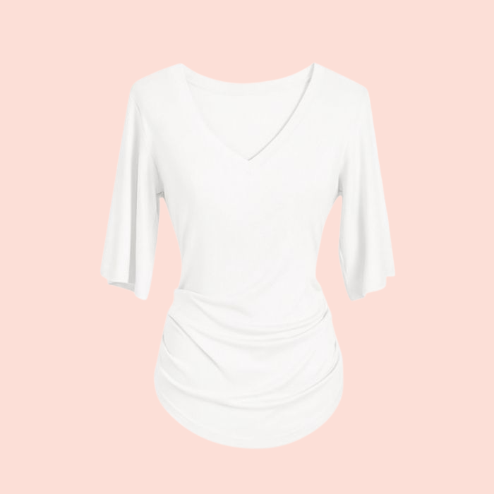 ブラック通勤ファッション ドルマンスリーブTシャツ