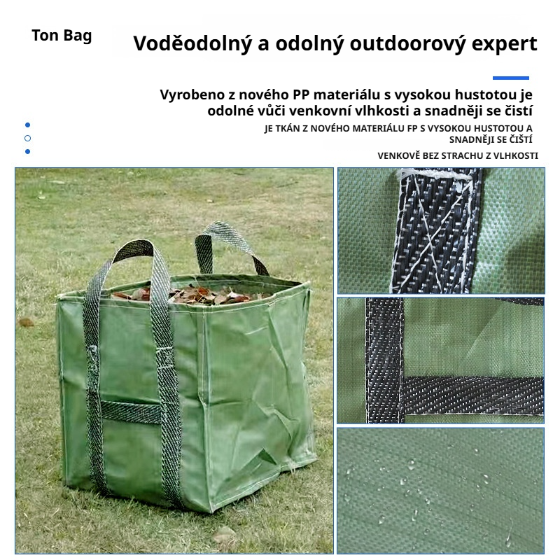 Venkovní velkokapacitní čtvercový pytel na zahradní listí