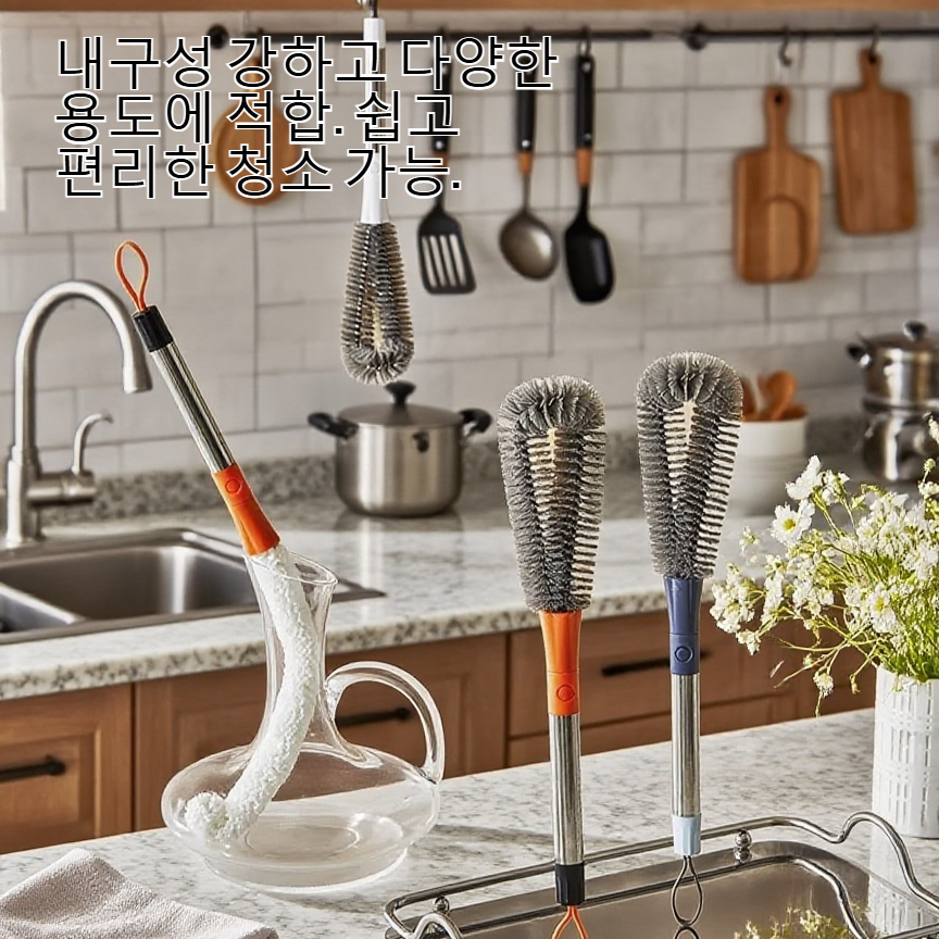 주방 다기능 구부릴 수 있는 부드러운 털 컵 브러시