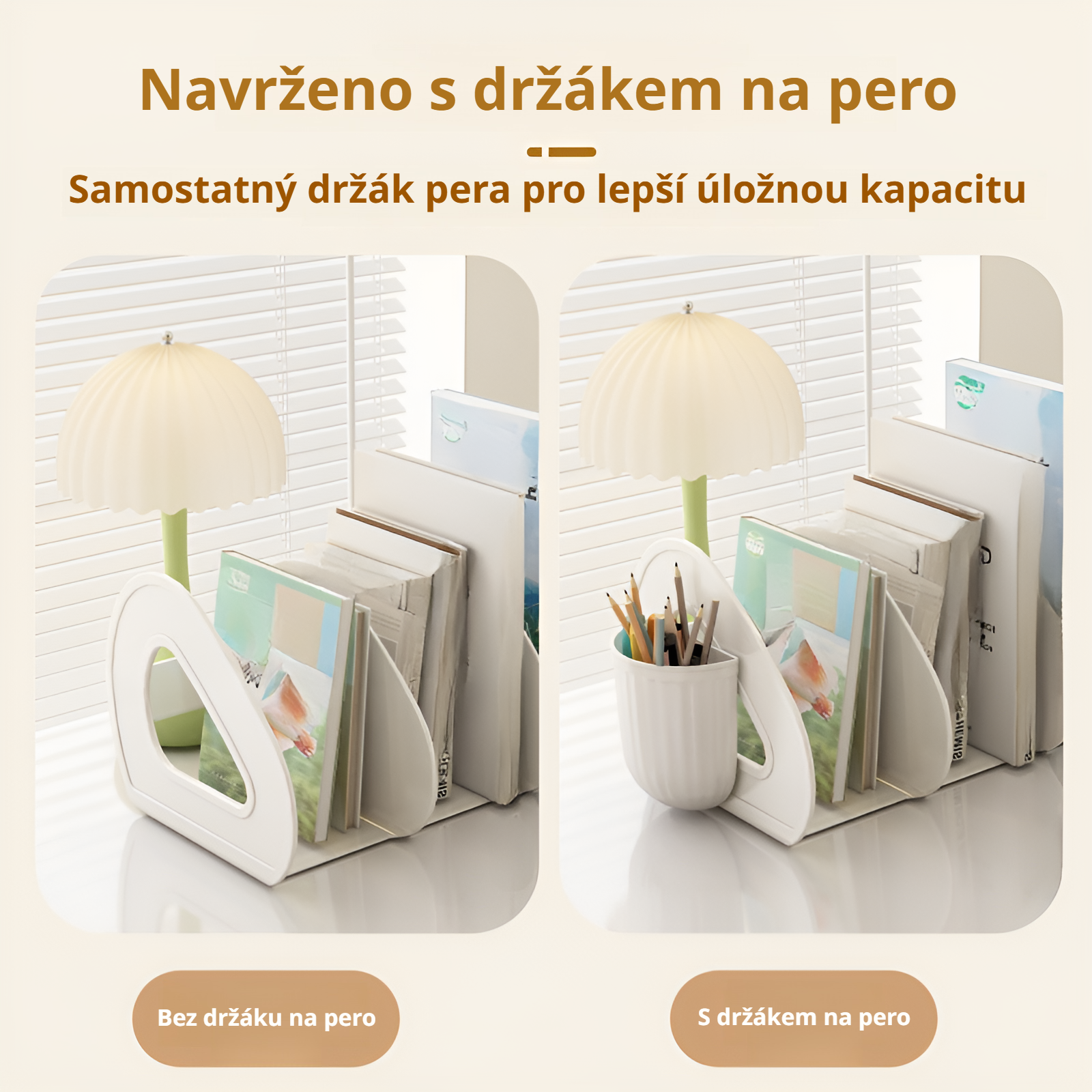 Praktický organizér na stůl s knihami a časopisy