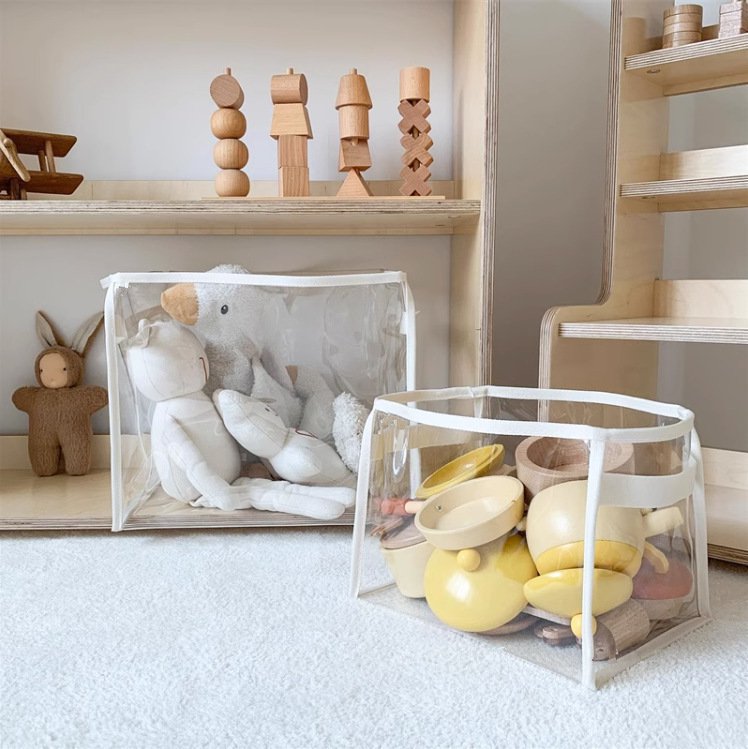 大容量PVC透明雜物手提收納筐