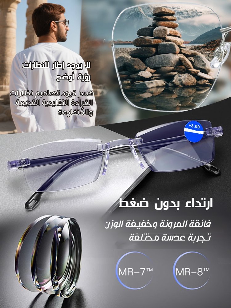 【وظيفة تجميل مدمجة】نظارات قراءة ذكية بتكبير تلقائي وحماية من الضوء الأزرق لكبار السن