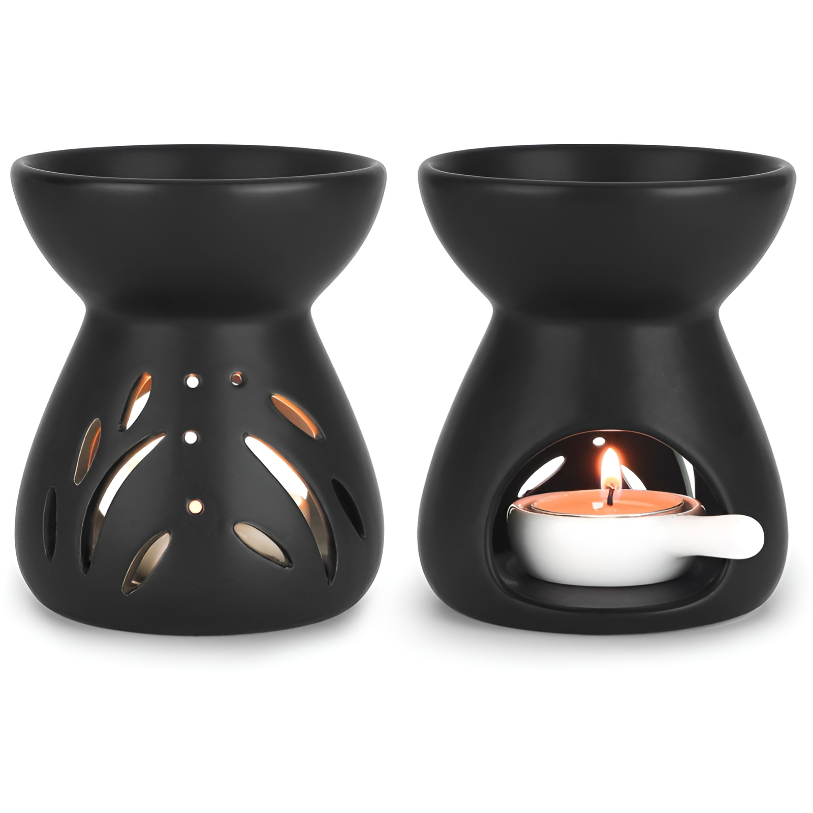  Vintage Black Ceramic Aromatherapy Burner for Home Spa & Salon