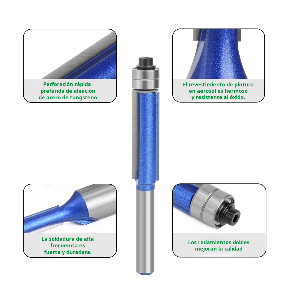 1/4 vástago flash plata azul doble rodamiento recortadora fresa madera doble filo recortadora fresa 