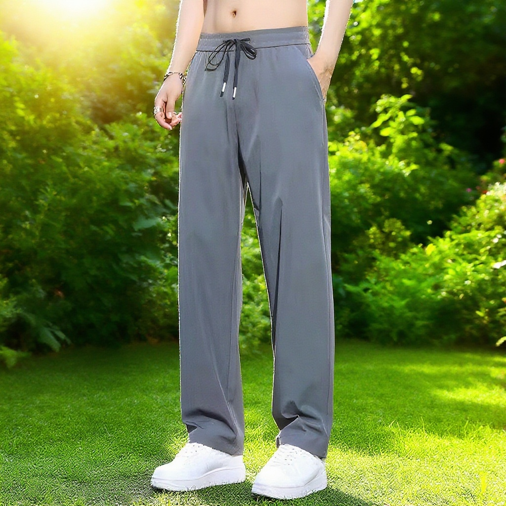 メンズゆったりストレートパンツ ドレープ感スラックス