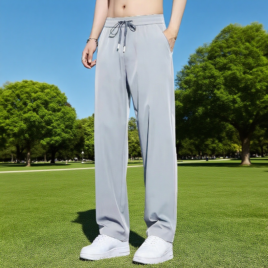 メンズゆったりストレートパンツ ドレープ感スラックス