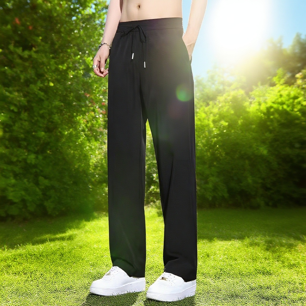 メンズワイドストレートパンツ全体画像