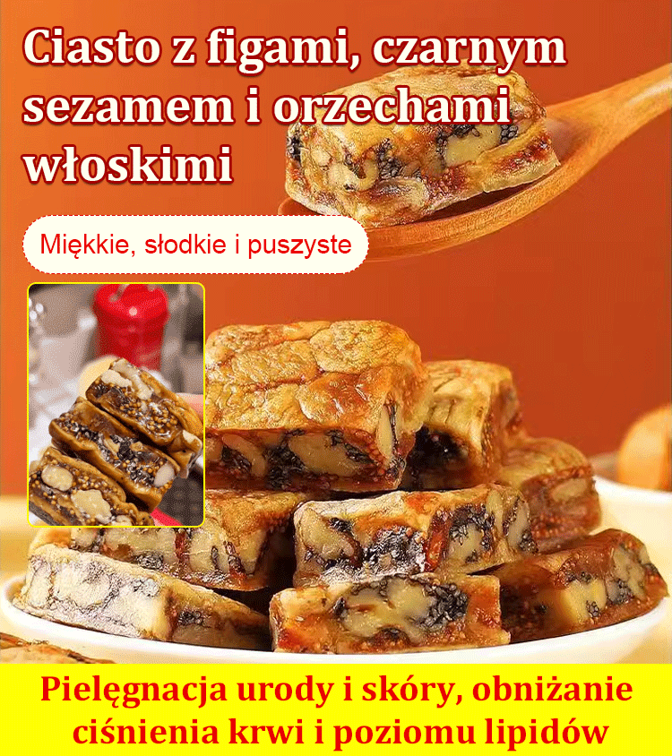 Figa z czarnym sezamem i orzechami włoskimi.