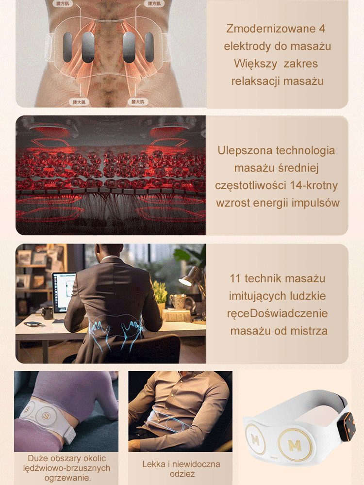 【1s impuls głęboki mięsień】MKG niewidoczny inteligentny pas do masażu