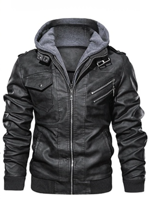 Biker-Lederjacke mit Kapuze