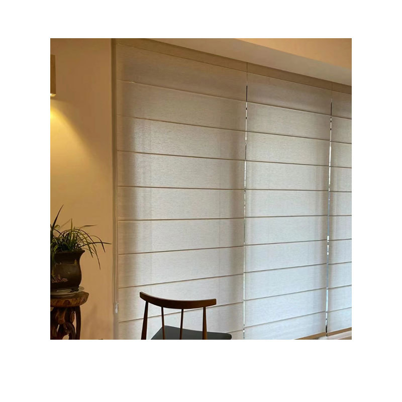 Chinese style semi-transparent linen roll-up Roman blinds