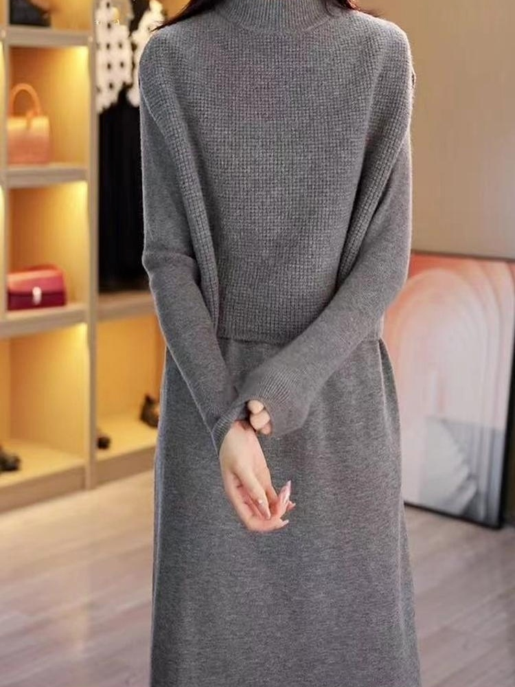 모던 도톰 미디 원피스 니트 세트