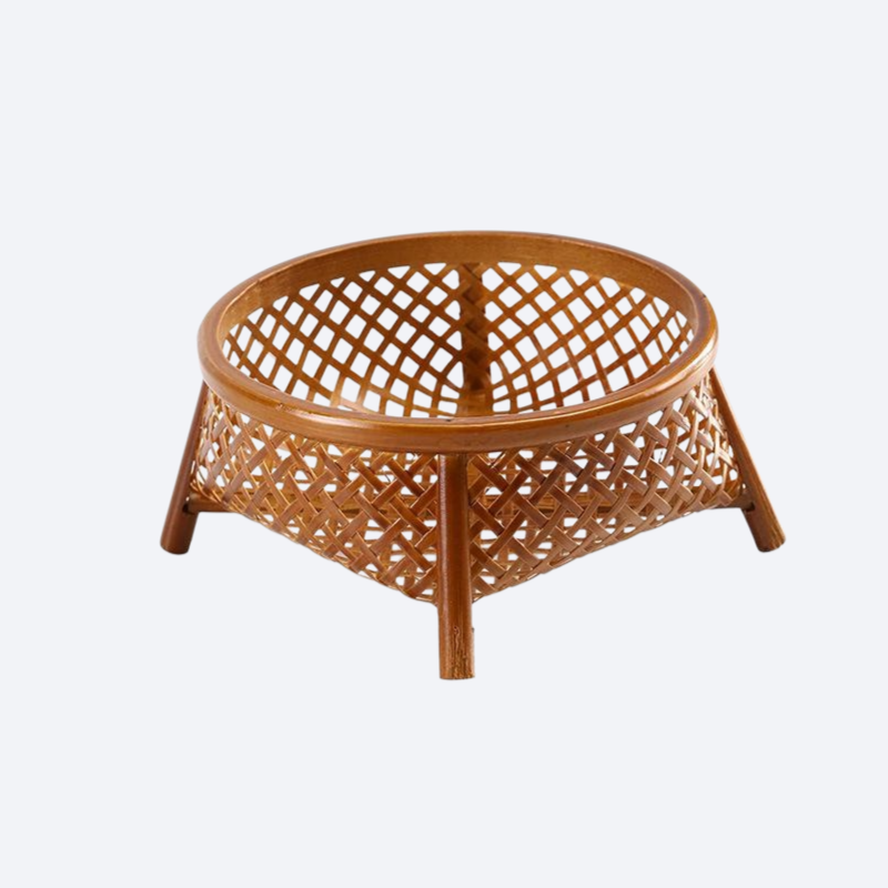 Bamboo woven fruit basket with large round mouth storage basket