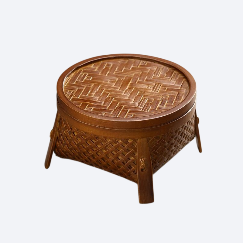 Bamboo woven fruit basket with large round mouth storage basket
