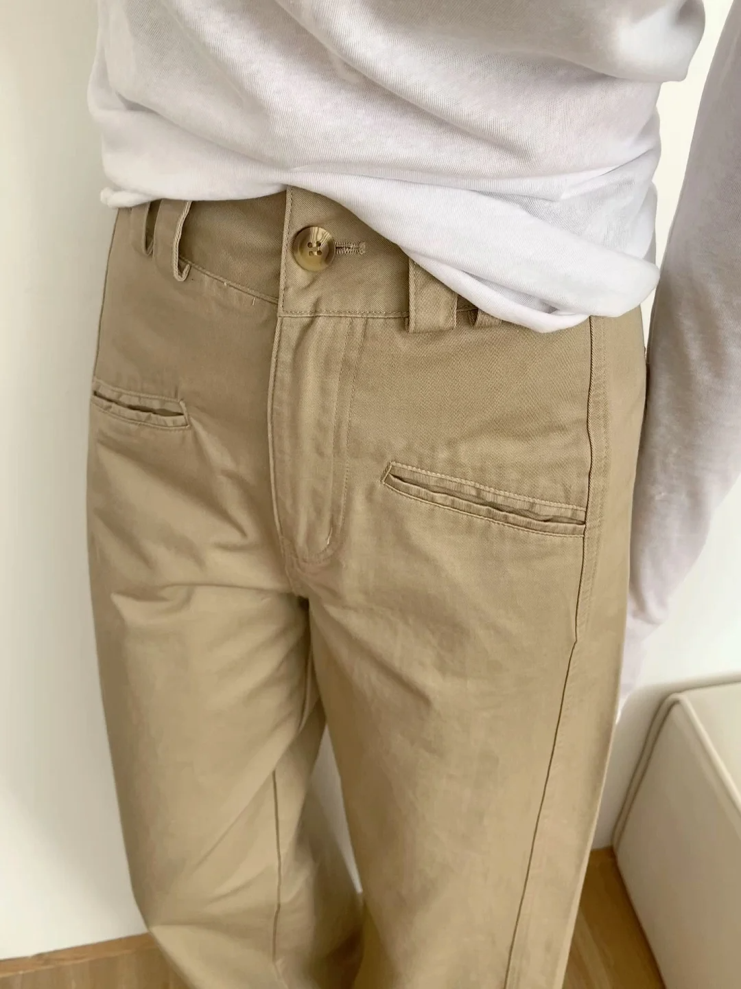 카키 루즈 레이지 스프링 앤 서머 스트레이트 팬츠