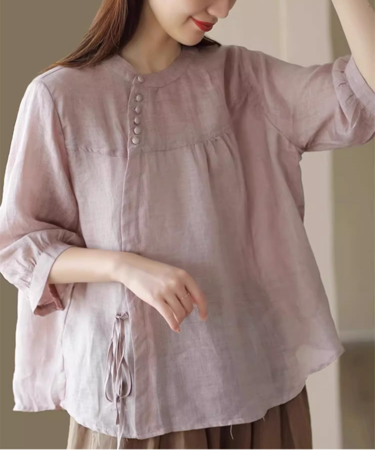 通気性に優れたコットンリネン素材の詳細写真