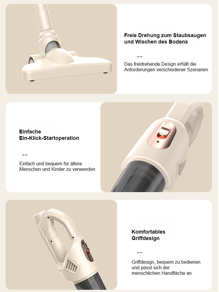 【10 Jahre Garantie】Tragbarer Handstaubsauger mit Saug- und Wischfunktion, All-in-One