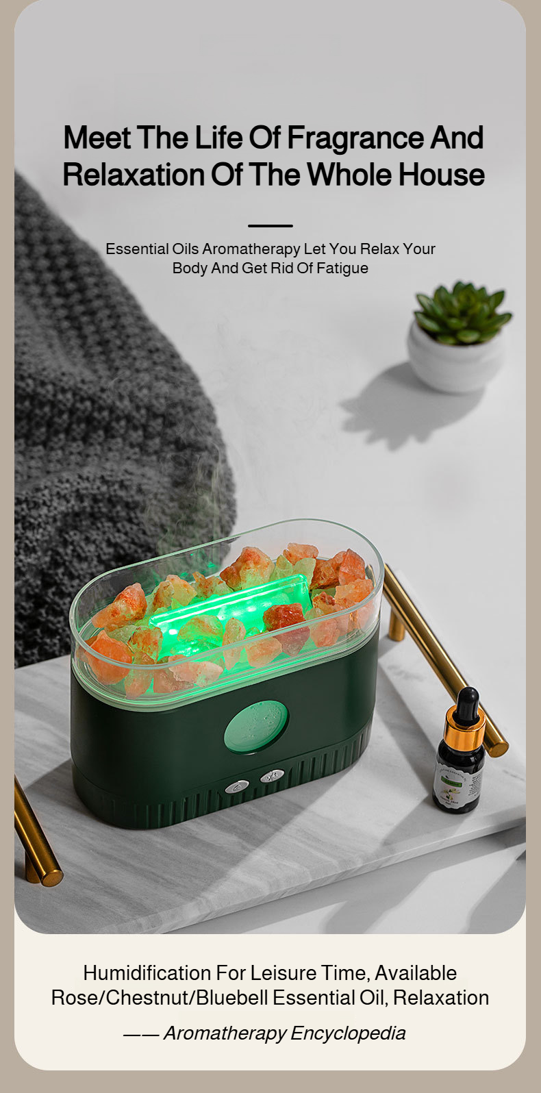 Aromatherapy diffuser with silent operation and stylish look