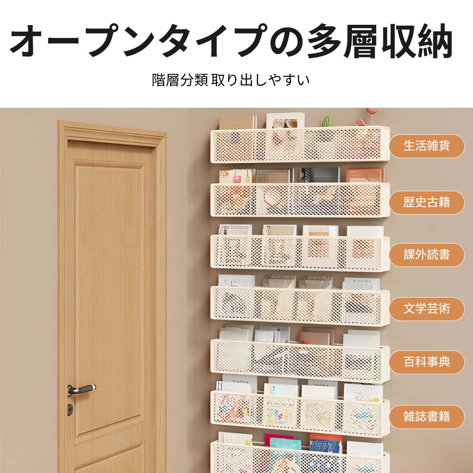 クラックラック家庭用ドアの後ろの多層狭い本棚キッチン壁収納ラックディスプレイ壁キャビネットバスルーム収納