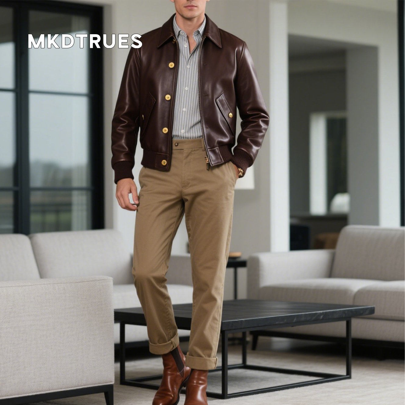 カーキ色のジャケット