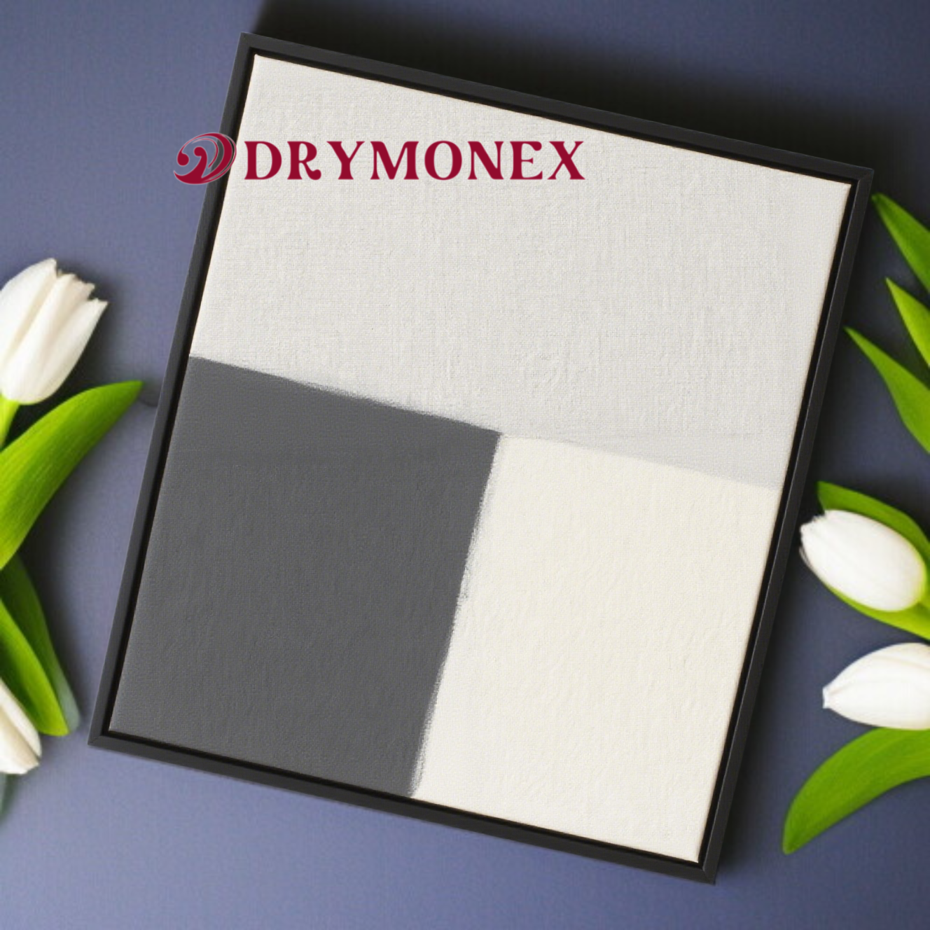 モダンなリビングに映える白黒抽象装飾画