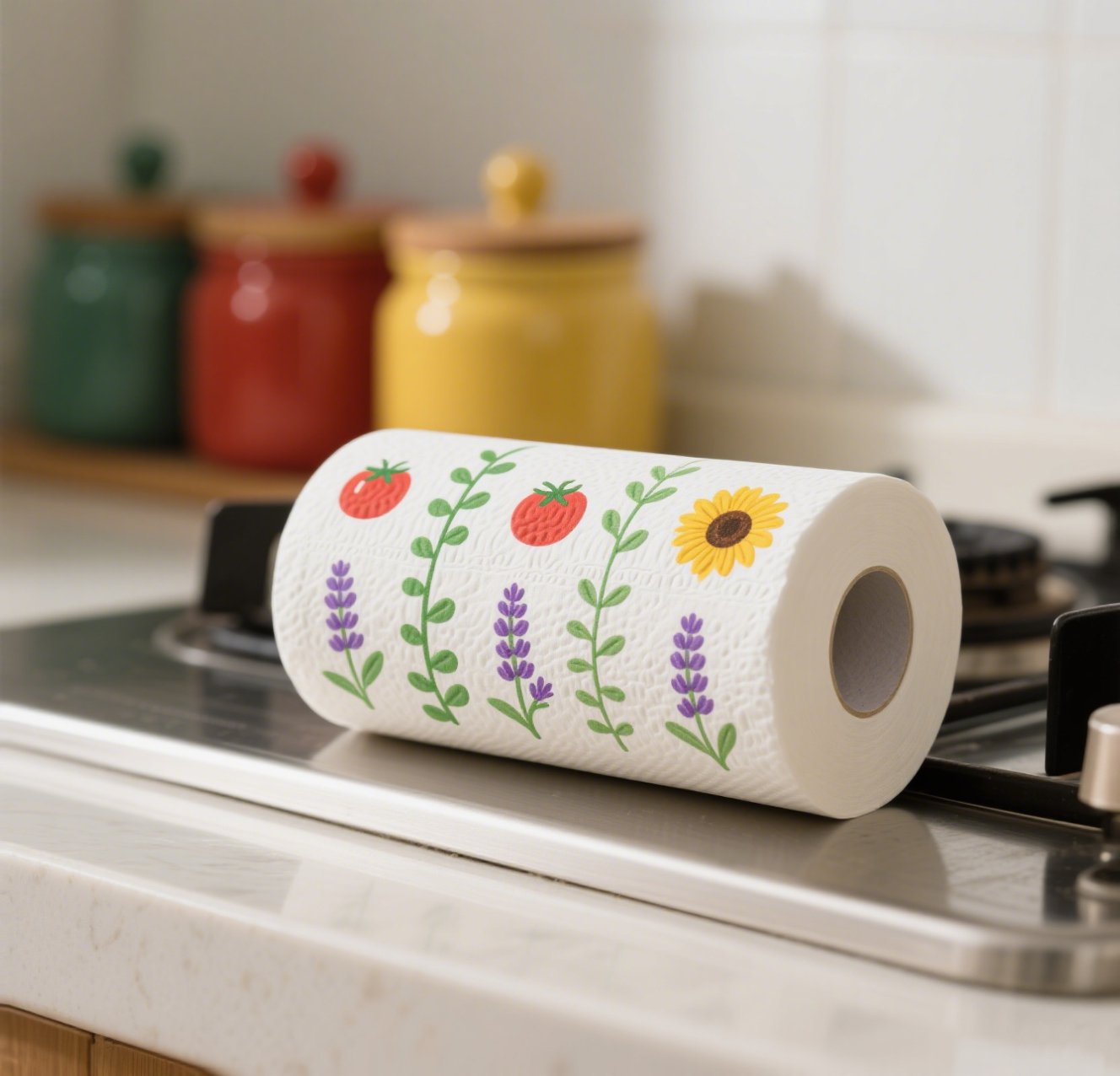 カラフルなプリントのキッチンペーパー（2パック）