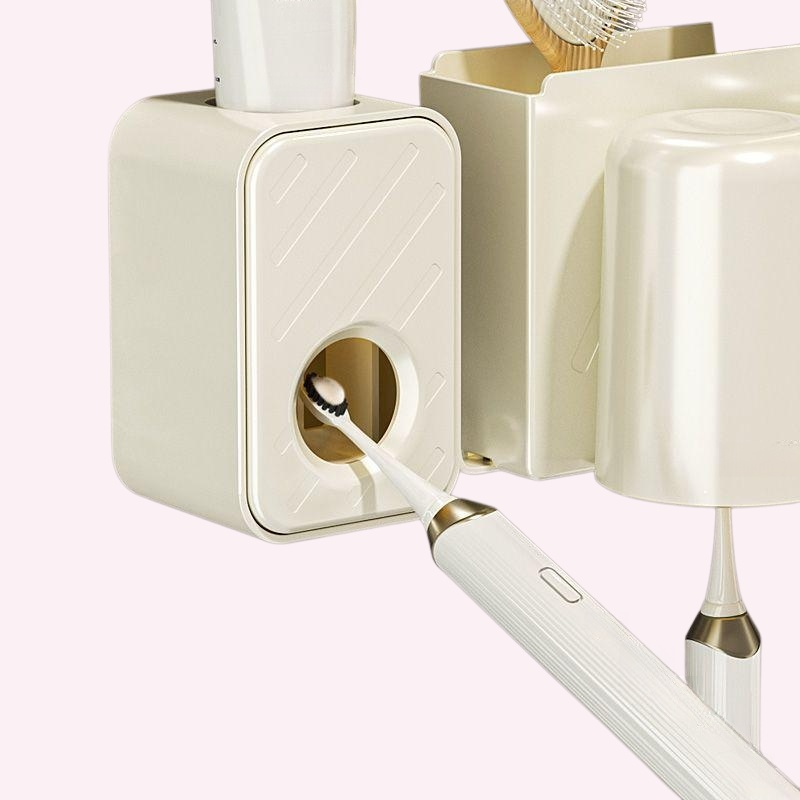 歯ブラシラッククリームスタイルパンチフリー歯ブラシカップマウスウォッシュカップホルダーバスルーム壁掛けエレ