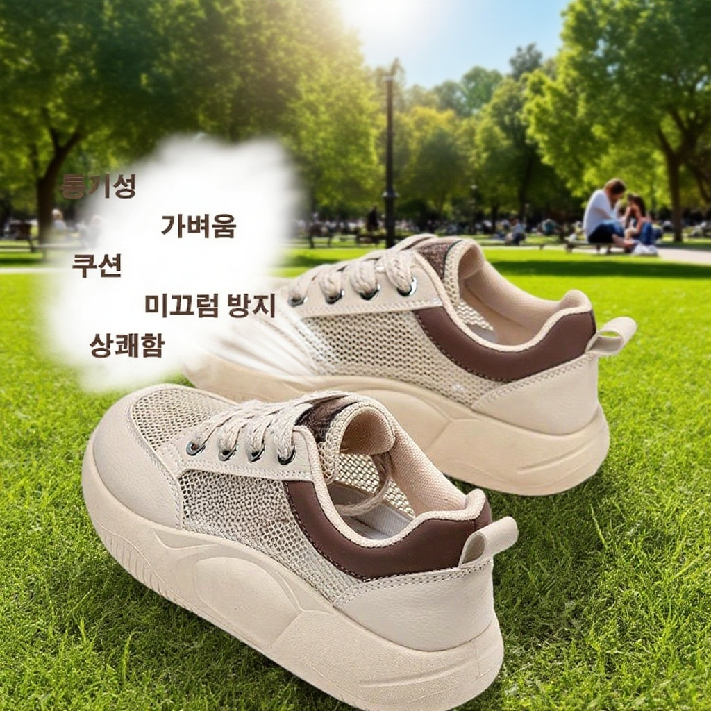 편안한 통굽 디자인의 여성 운동화