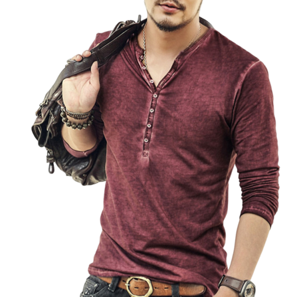 復古なシングルボタンTシャツ