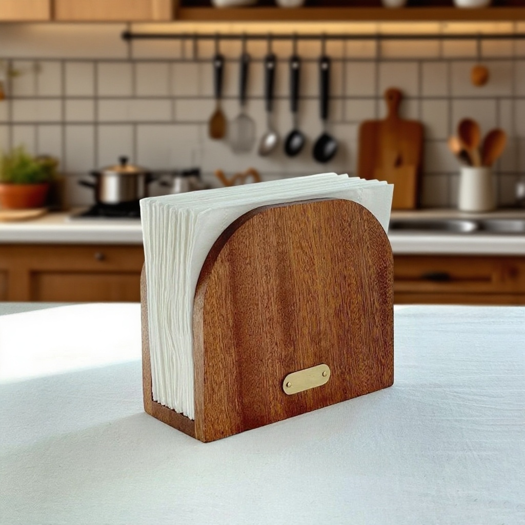 高級感立式實木餐巾紙收納架