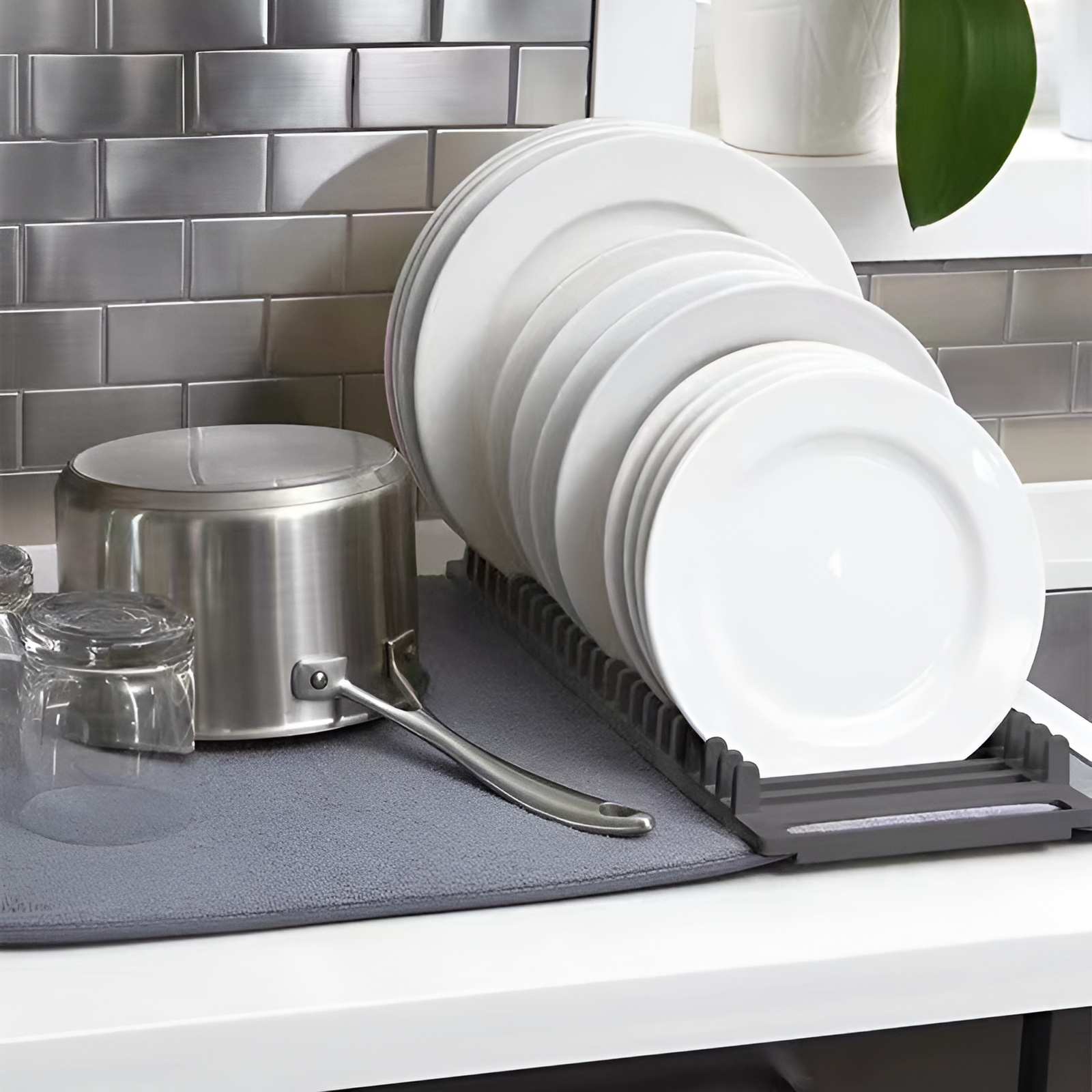 キッチンラック 排水ラック 食器収納ラック 2in1 食器収納ラック 滑り止め吸収パッド