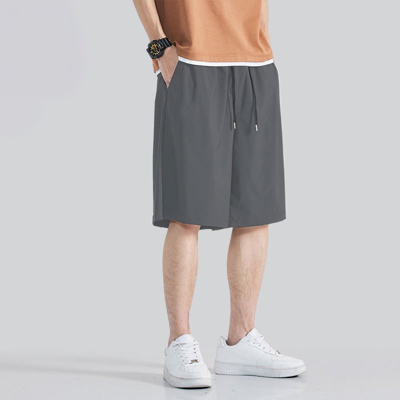 カジュアルショートパンツ夏用薄手メンズスポーツゆったりアイスシルクショートパンツ
